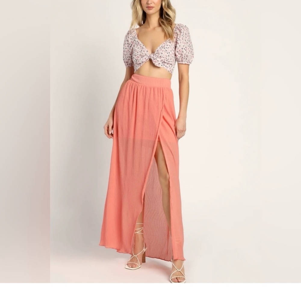 Lulus Breezy Babe Chiffon Maxi Skirt